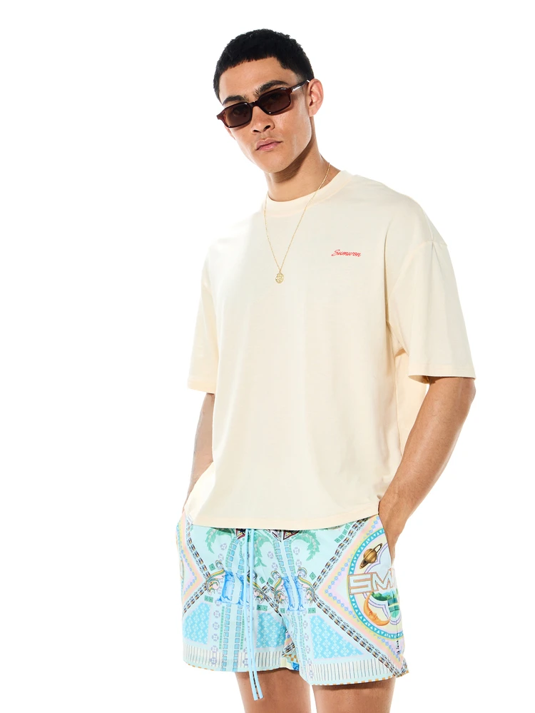Vintage Boho Paisley Muster Sommer Board Shorts mit elastischem Kordelzug Bund, Strandurlaub