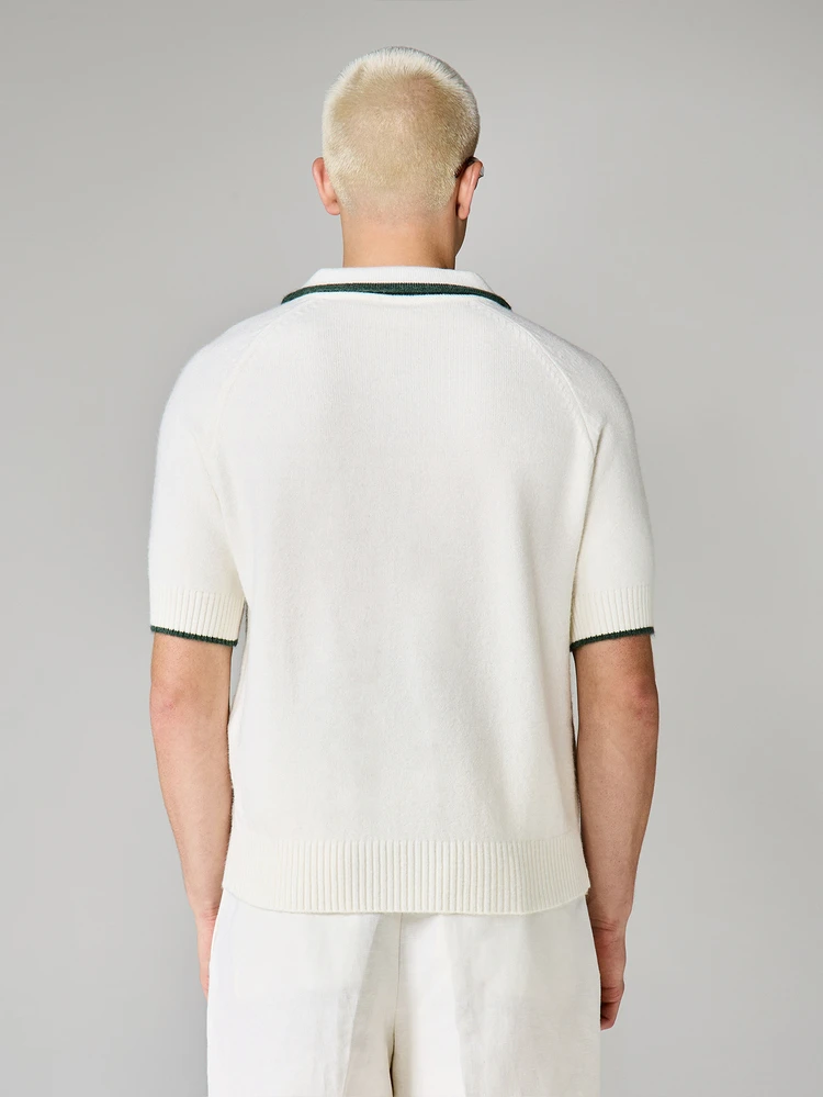 Casual Box Fit Zipper Polo Knit Top Short Sleeve Collared Ribbed Hem Spring Summer Fashion