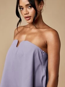 MISSGUIDED Tank Top Tanpa Tali dengan Leher Bentuk U dan Potongan Longgar serta Detail Garis Dada Melengkung untuk Acara Kasual Musim Panas - Lilac Purple - View 5