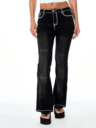 BABYPHAT Quần jeans ống loe nữ đa năng, kiểu dáng thường ngày, có túi.