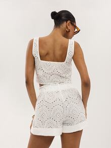 Dancing Leopard Bộ áo crop top cổ vuông thêu ren màu vàng Arabea phối quần short, bộ đồ đồng bộ cho nữ, trang phục mùa hè cho nữ, trang phục đi nghỉ mát, trang phục đi chơi tối, trang phục hẹn hò, trang phục lễ hội, trang phục du lịch cho nữ, bộ quần short cho nữ. - Màu vàng - Xem 2