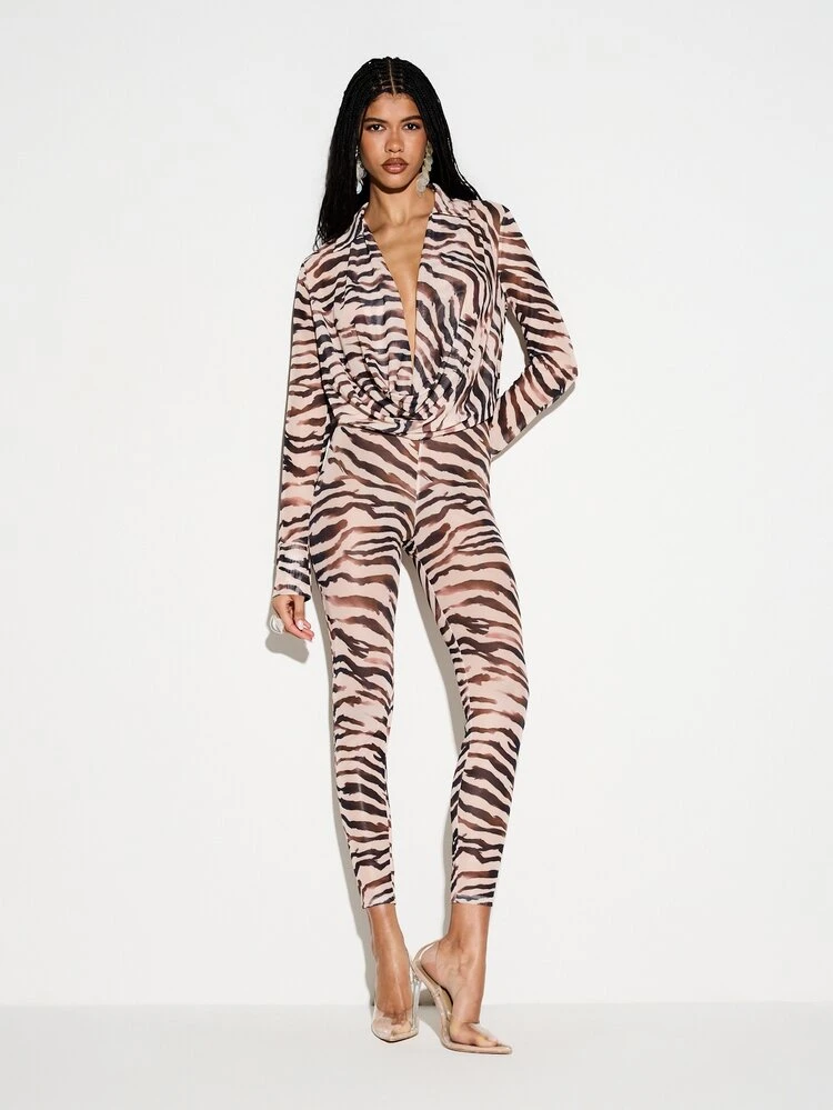 KIZN Zebra Print High Waisted Skinny Leggings