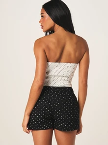 MISSGUIDED High Rise Black And White Polka Dot Polka Dot Skort Mini Length A-Line Fitted Button Closure Summer Casual Vintage Retro Style Everyday - Black and White - View 3