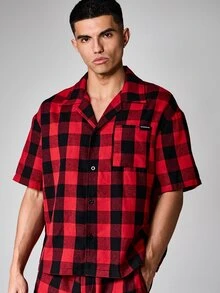 SUMWON Red Black Plaid Button Down Shirt And Matching Shorts Two Piece Co-Ord Set Casual Summer Lounge Wear Outfit - Multicolor - View 4