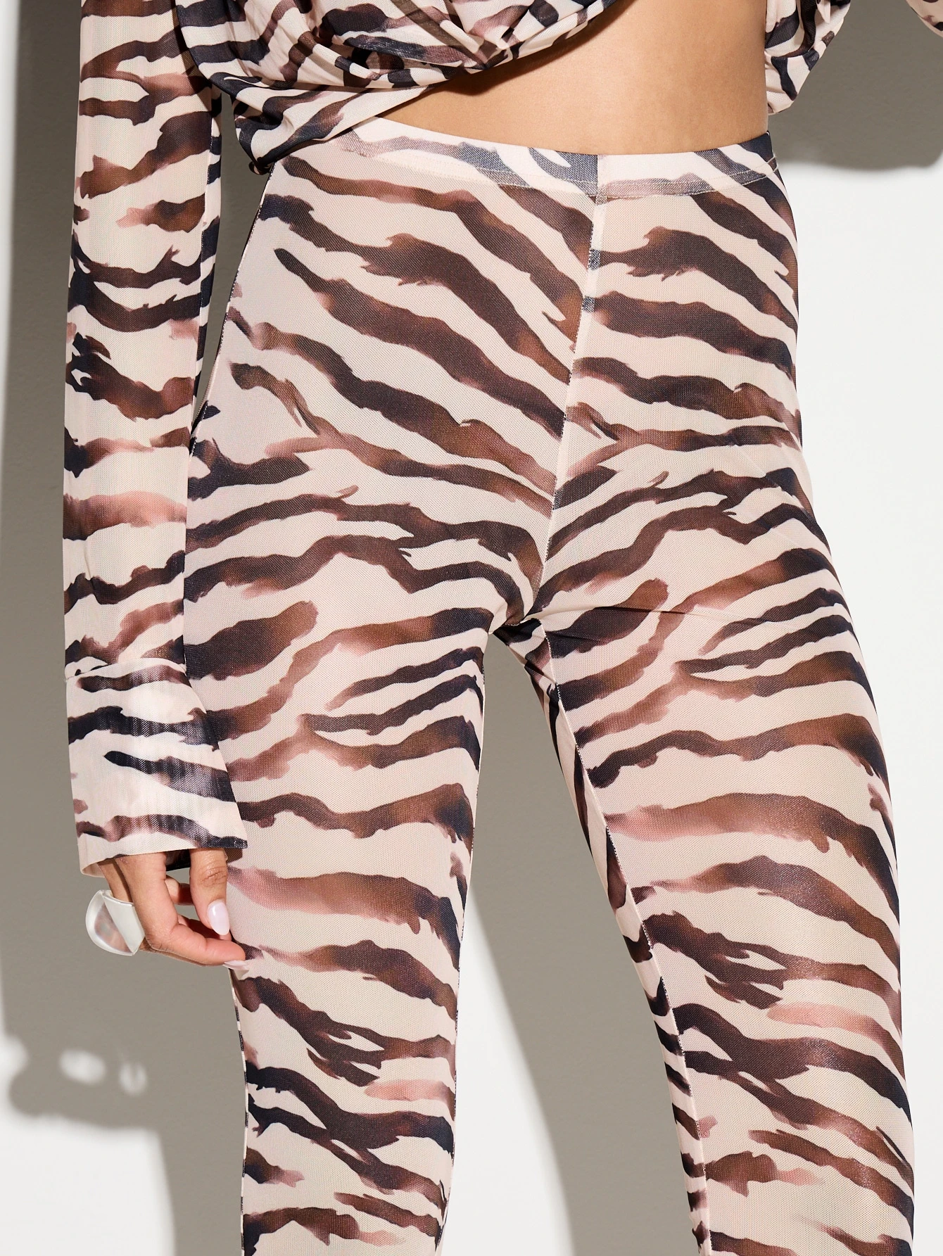 KIZN Zebra Print High Waisted Skinny Leggings