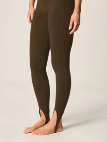 MISSGUIDED Legging Pinggang Tinggi dengan Tali Pengikat Kaki, Celana Ketat Lari Aktif, Celana Elastis Tanpa Jahitan untuk Latihan Olahraga, Yoga, Kebugaran, dan Olahraga di Gym. - Coklat - View 4
