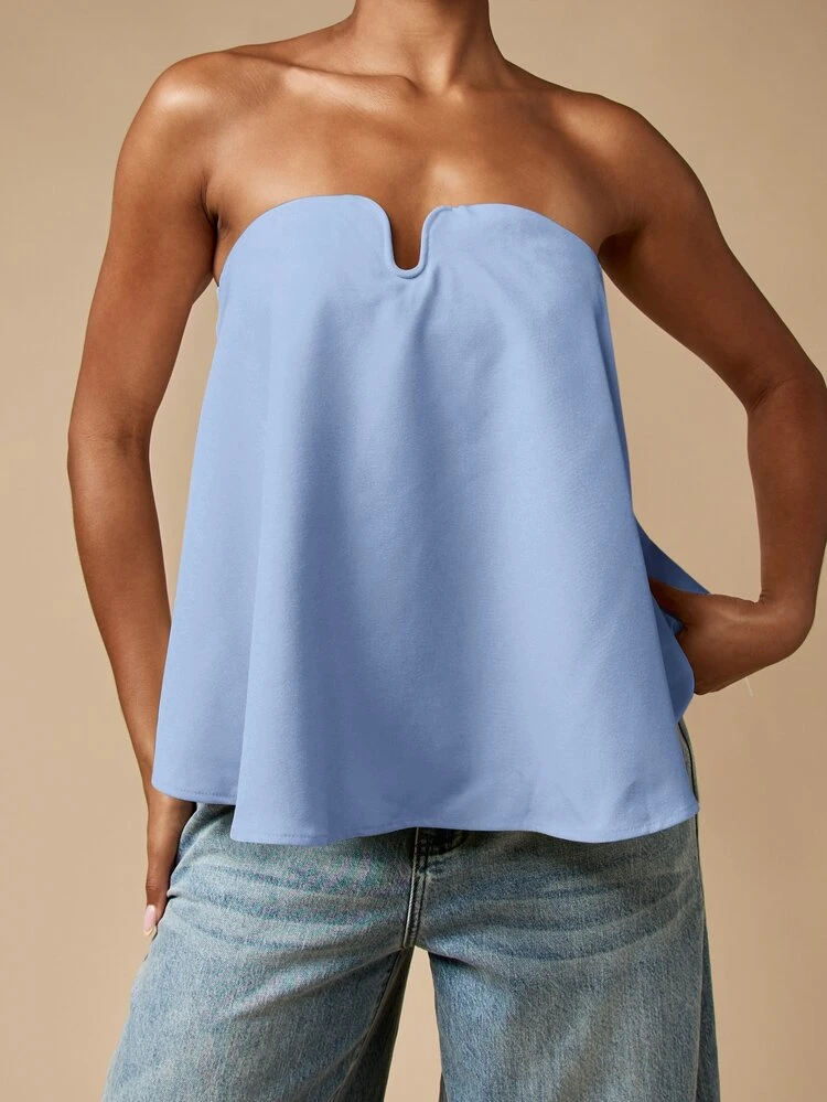 MISSGUIDED Strapless U Bend Tube Top With Draped Silhouette And Minimalist Design For Summer Occasions
