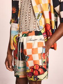 SUMWON Relaxed Fit Tropical Print Summer Resort Shorts With Vacation Theme Food Drink Graphics - Multicolor - View 5