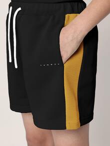 SUMWON Boys Color Block Short Sleeve Crew Neck T-Shirt And Shorts Co-Ord Set With Contrast Panel - Black - View 7