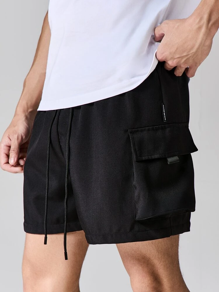 SUMWON Black Cargo Shorts With Utility Pockets