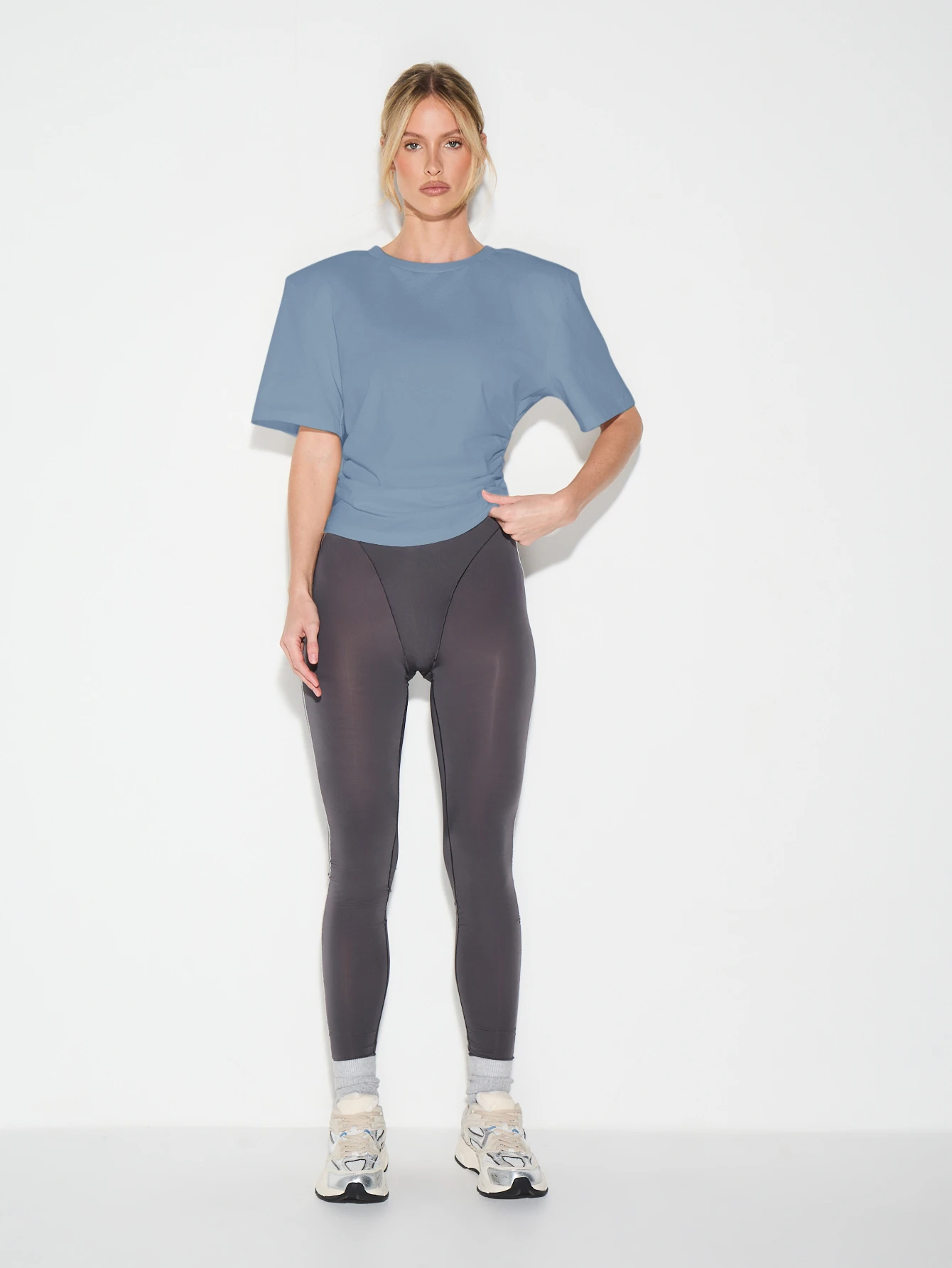 KIZN Shoulder Pad T Shirt With Structured Silhouette