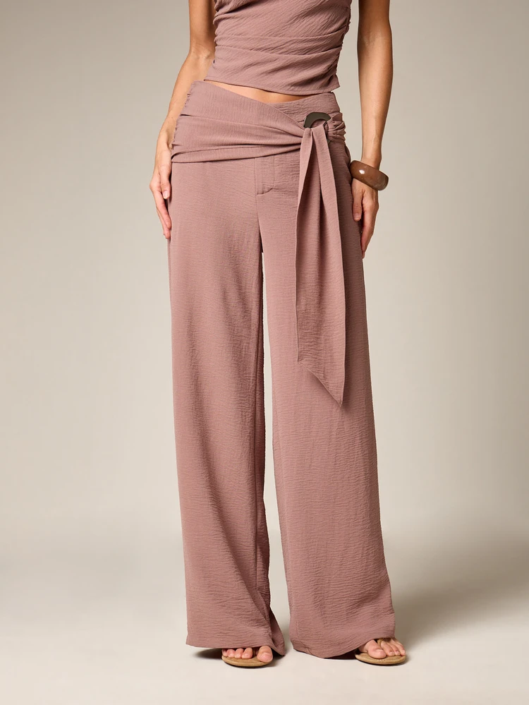 Wide Leg Tie Waist Palazzo Trousers