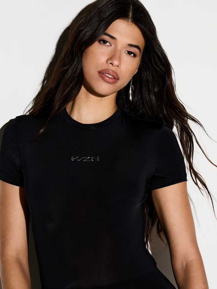 KIZN Black Mesh Long Sleeve Bodysuit