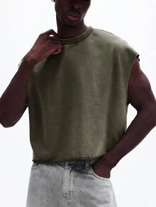 SUMWON Men Sleeveless Tank Top With Printed Back Graphic Design Casual Summer Streetwear - Green - View 5