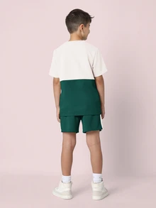 SUMWON 布鲁克林拼接两件套少女短袖休闲春夏套装 - 綠色 - 查看 2