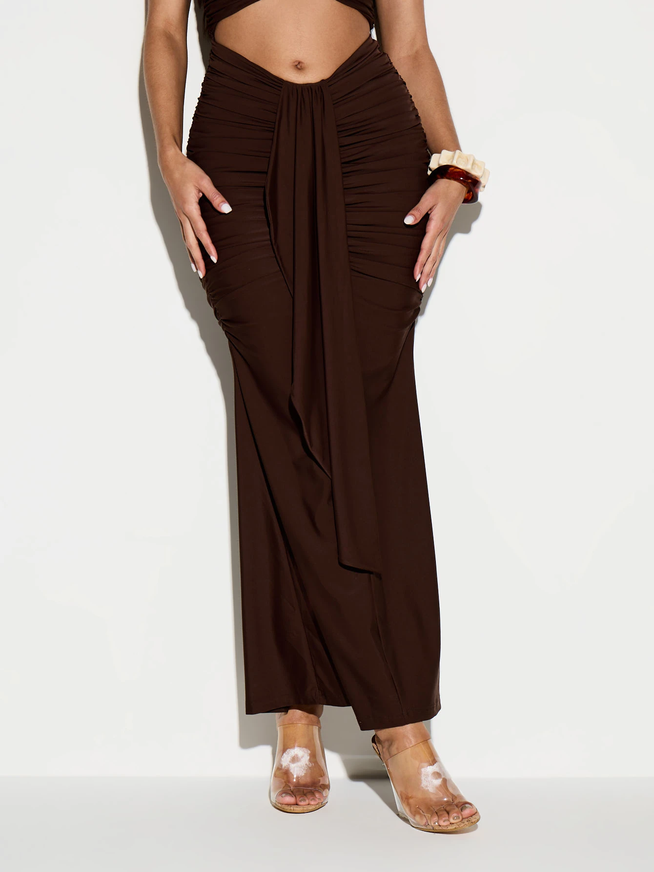 KIZN Halter Neck Ruched Maxi Dress