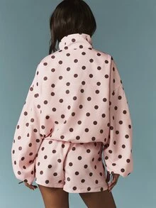 MISSGUIDED Pink Polka Dot High Waisted Drawstring Shorts With Elastic Waistband Casual Summer Coordinating Piece - Multicolor - View 5