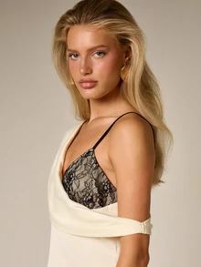 AiiRZ 不对称蕾丝细节吊带单肩无袖上衣优雅晚宴派对衬衫 - 彩色 - 查看 2