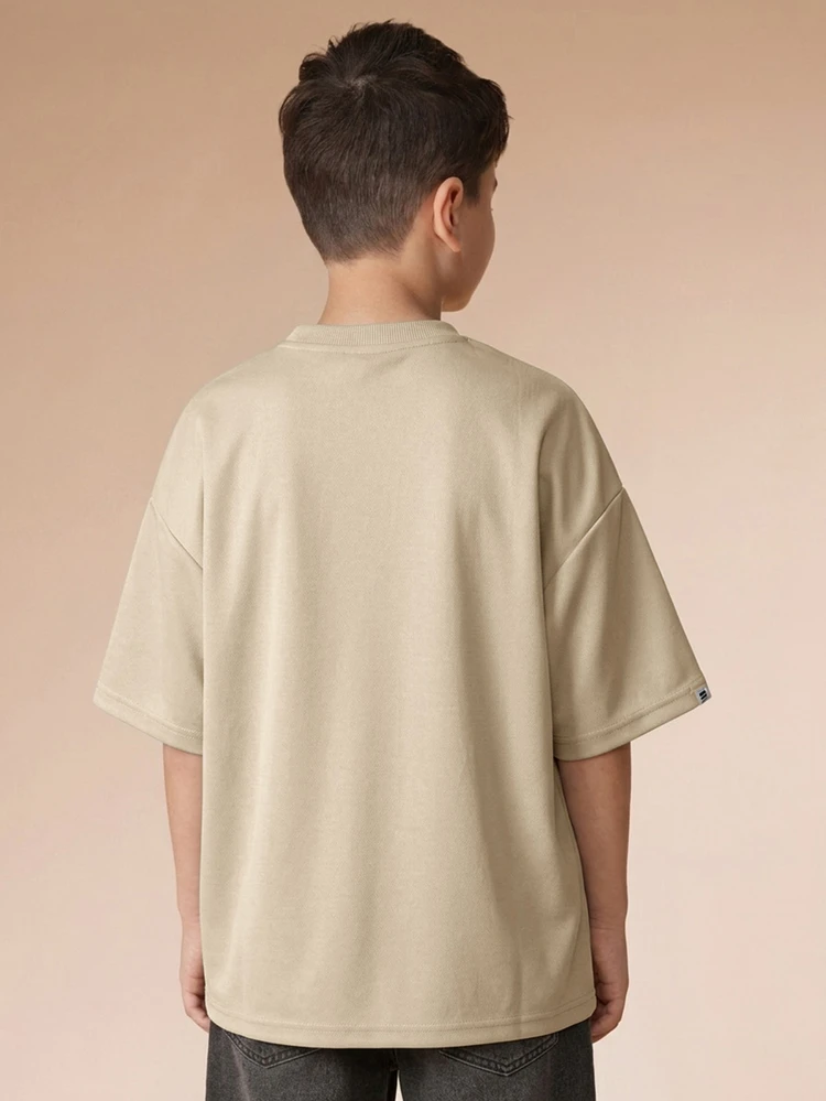 Oversized Logo T-Shirt With Short Sleeves And Crew Neck For Boys Summer Casual Streetwear