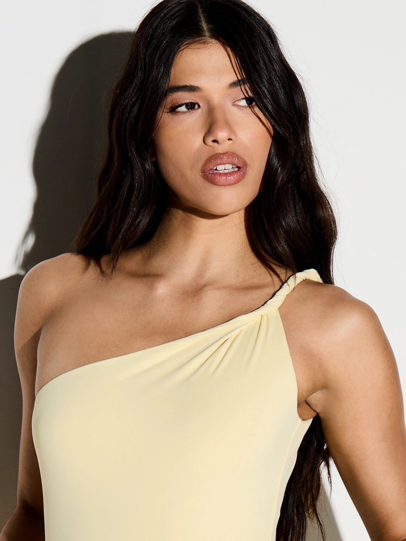 KIZN One Shoulder Ruched Maxi Dress With Belt