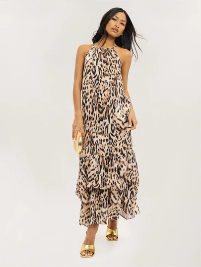 Dancing Leopard Đầm midi Orelia nhiều màu sắc kiểu dáng thể thao, dây đeo chéo sau lưng, viền bèo nhún, trang phục mùa hè cho nữ, đầm dự tiệc cưới, đầm đi nghỉ mát, đầm du lịch, đầm dự tiệc ngoài trời, đầm hẹn hò, đầm dạ hội, đầm dự tiệc.