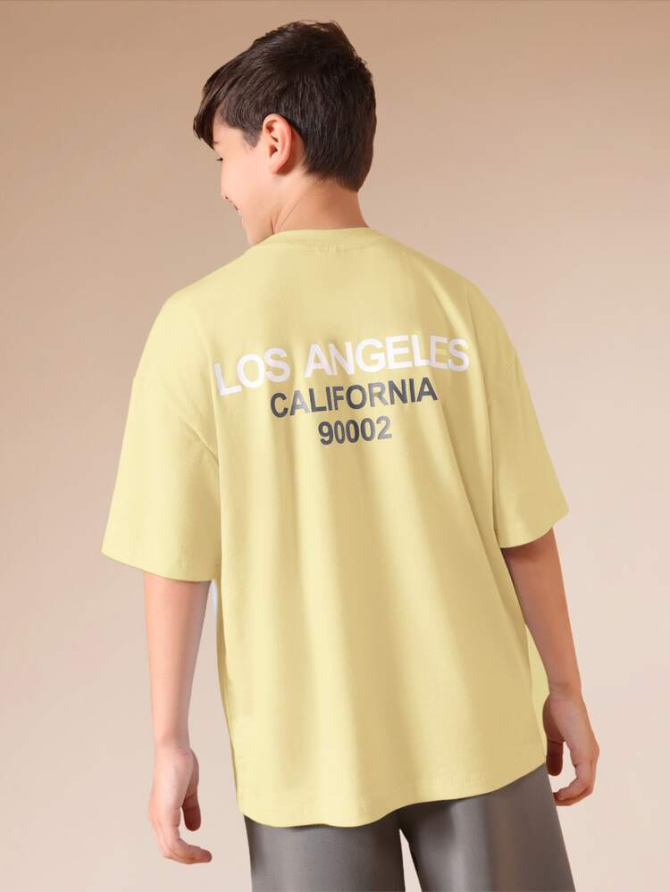 Oversized Casual California Graphic Tee For Summer Streetwear Daily Wear With Text Print And Crew Neckline