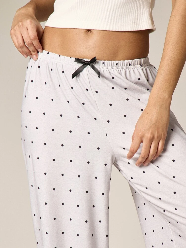 Ribbed Tank With Polka Dot Pajama Pants