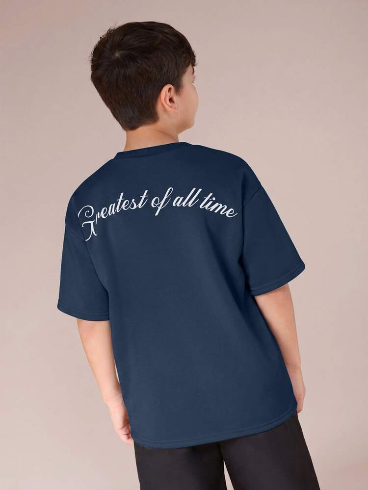 Boys Graphic Short Sleeve Crew Neck Casual Everyday Tee Greatest All Time Citys Goat Print Comfort Fit