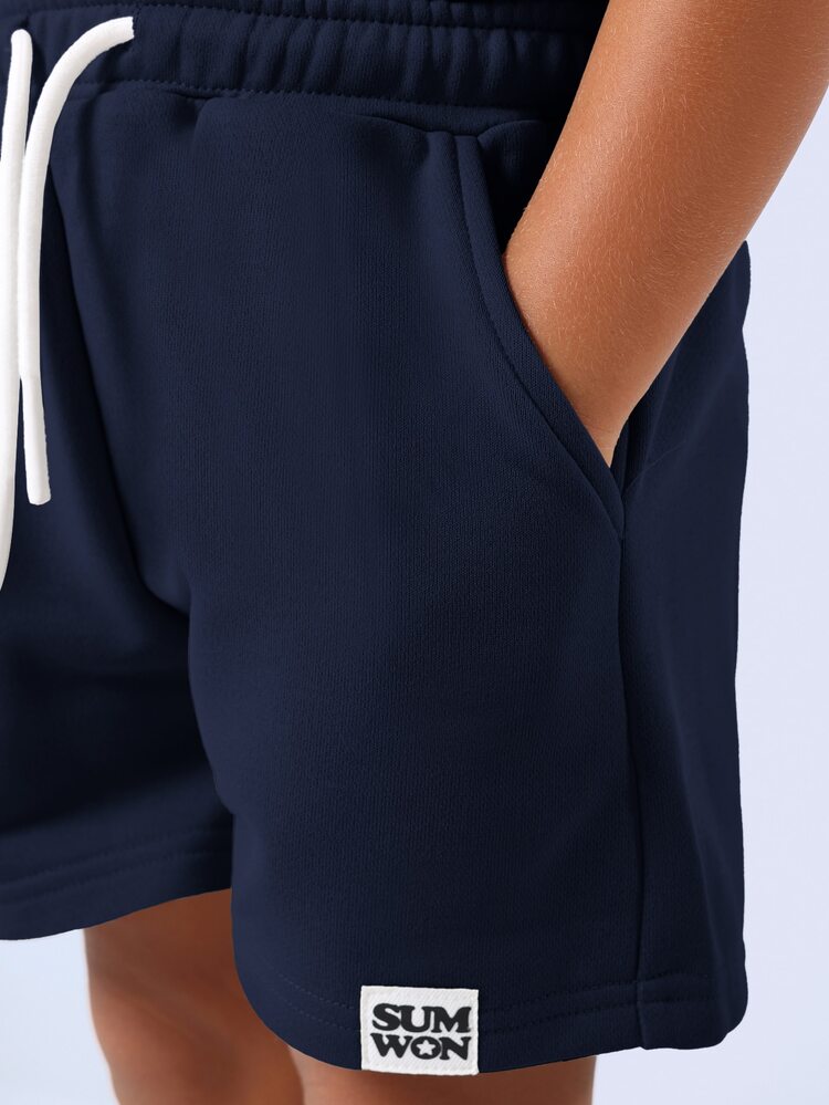 Oversized Toddler Set Short Sleeve Tee With Matching Drawstring Shorts Navy Comfort Unlimited Print Co-Ord