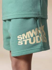 SUMWON Boys Summer Crew Neck T Shirt And Shorts Matching Set With Graphics Print - Green - View 5