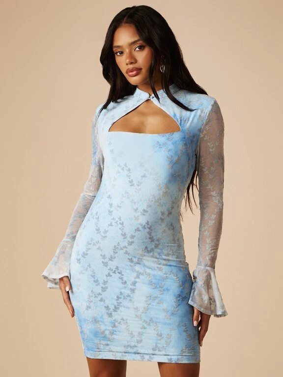 missguided blue dress MISSGUIDED Bodycon Mini Dress With Ruched WaistMISSGUIDED