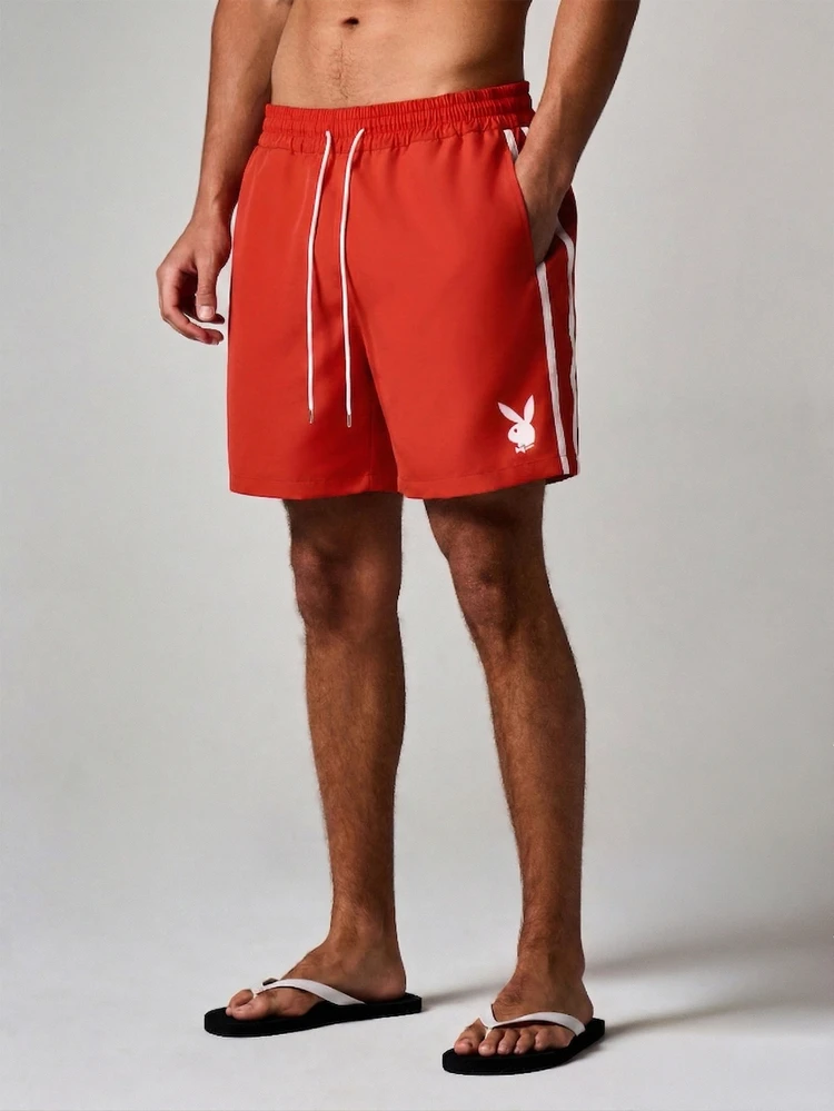 PLAYBOY X SUMWON Swim Trunks With Logo And Stripes