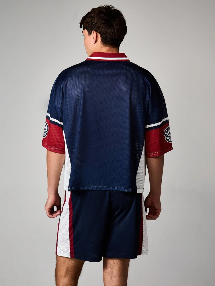 SUMWON Graphic Polo With Colorblock Design