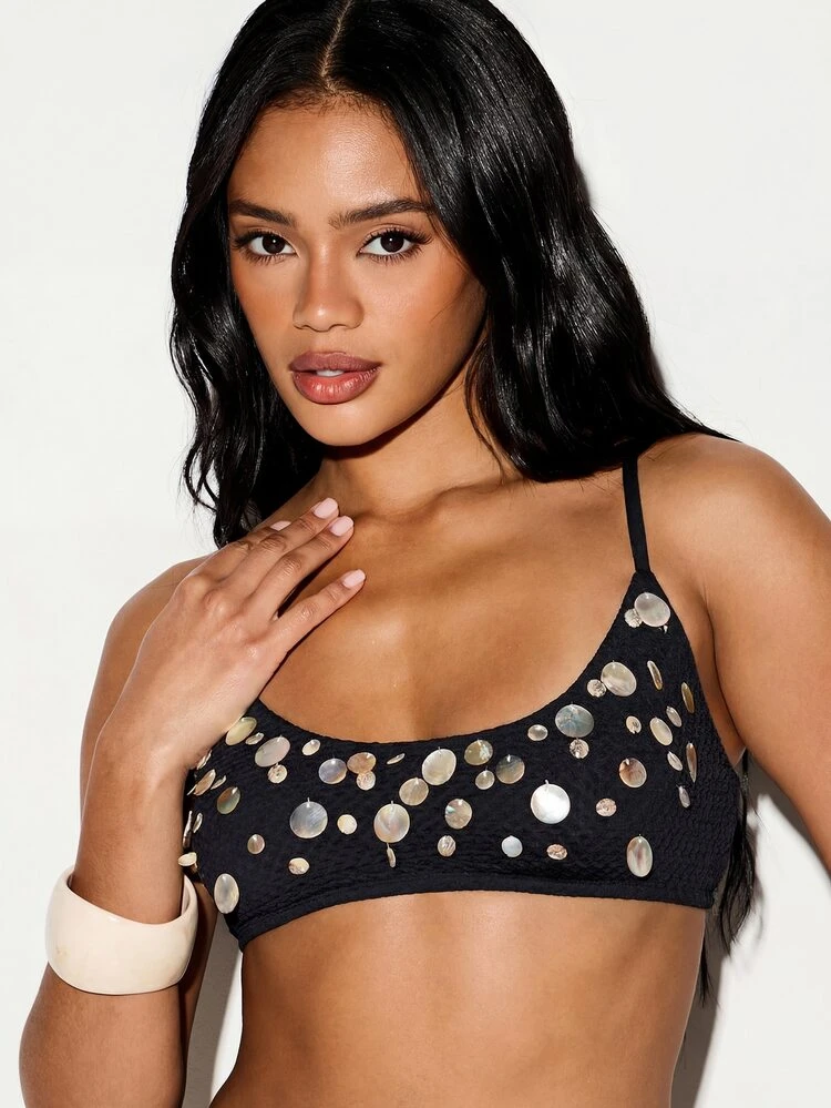 KIZN Shell Bead Detail Bralette Top