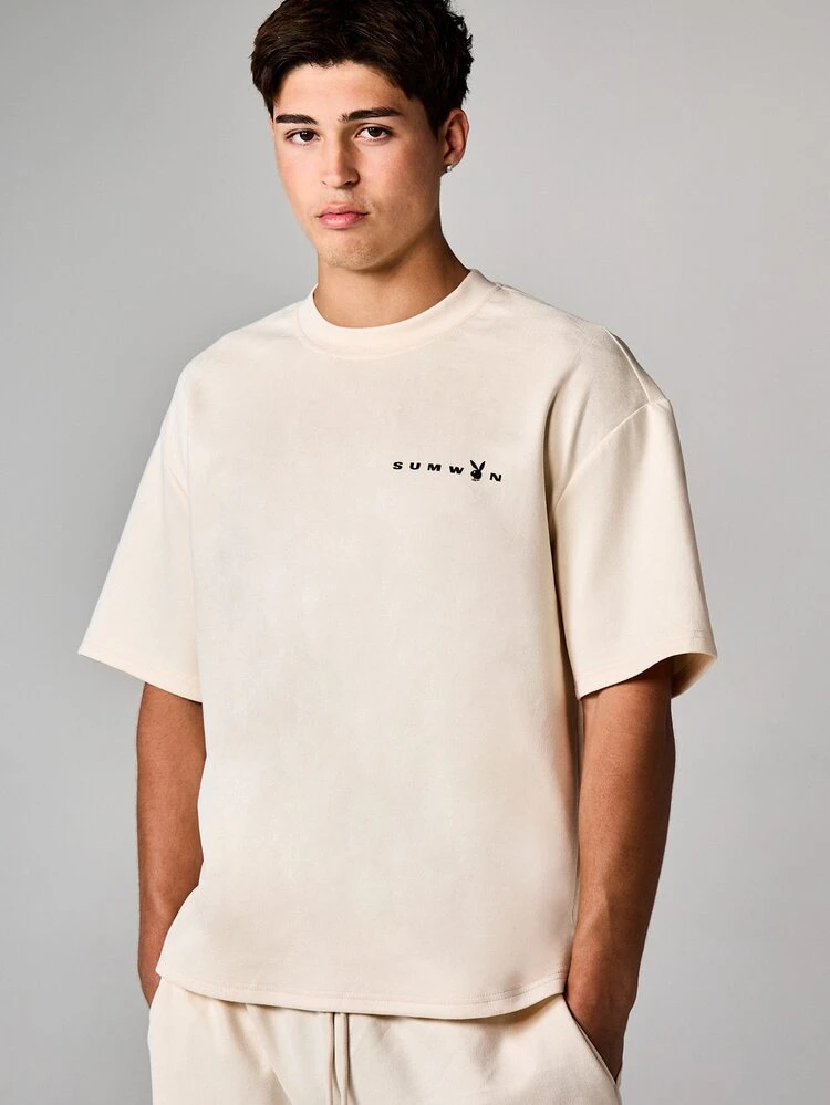 PLAYBOY X SUMWON オーバーサイズスクリプトTシャツとドローストリングショーツのセット