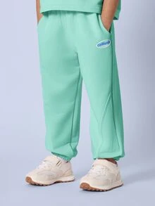SUMWON 女孩薄荷绿加州复古风超大号T恤套装，带图案标志 - 綠色 - 查看 5