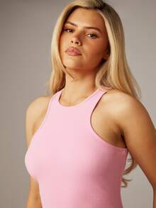 MISSGUIDED 罗纹无袖工字领修身连衣裙 夏季紧身吊带直筒连衣裙 休闲日夜装 粉色修身长裙 - 粉色 - 查看 5