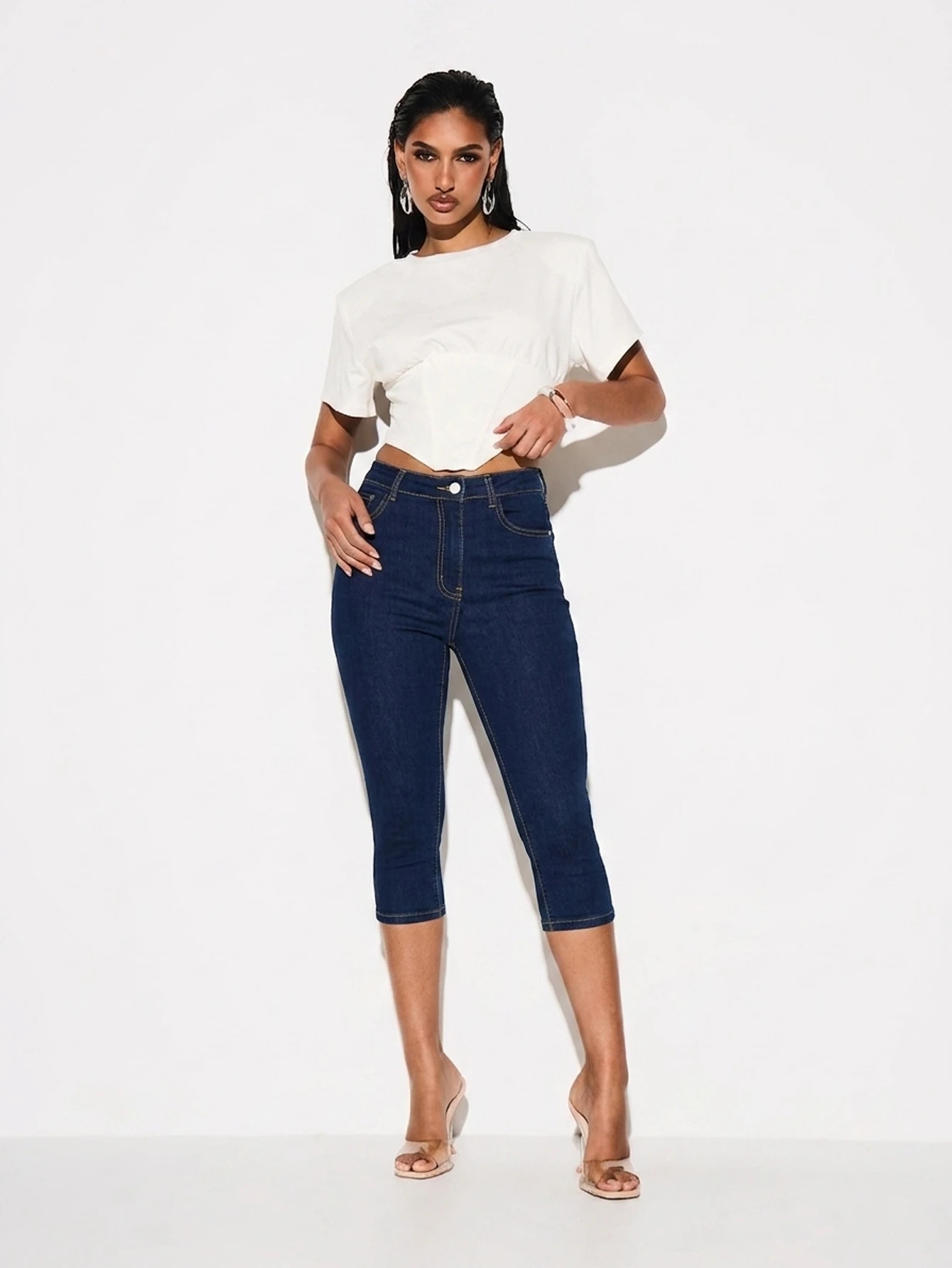 KIZN High Rise Skinny Cropped Denim Capris