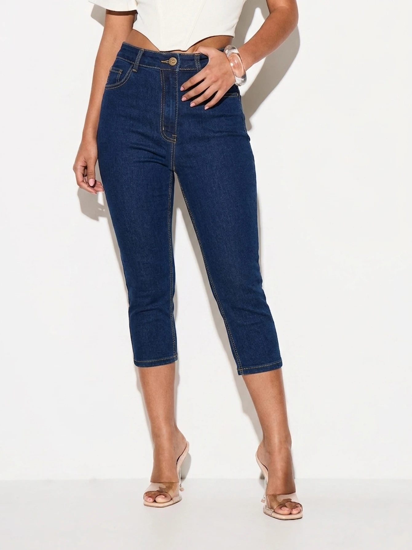 KIZN High Rise Skinny Cropped Denim Capris