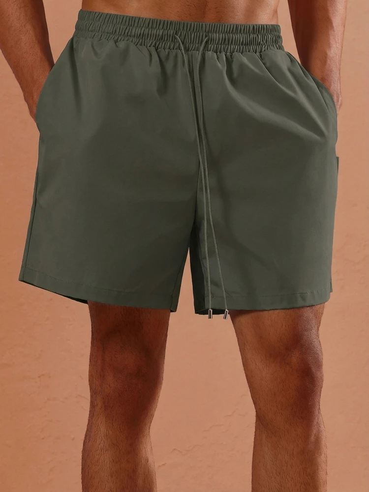 Regulär geschnittene Bermuda-Badeshorts mit Zugband und elastischem Bund, Sommerstrandmode, lässige Badebekleidung, schnelltrocknend, für den Poolbereich