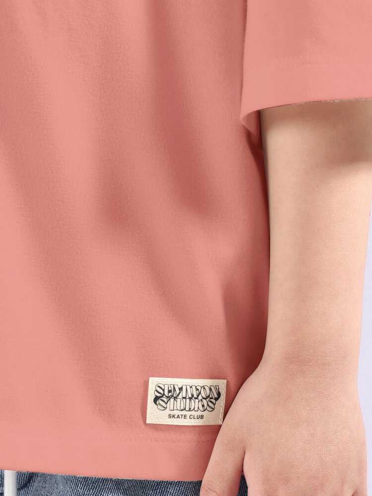ボーイズ オーバーサイズ クルーネック 半袖 Tシャツ カジュアル ルーズフィット 夏 コットン ベーシック 日常着 快適トップス