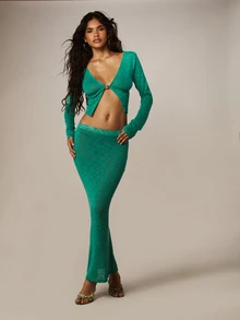 MISSGUIDED Hướng dẫn may váy maxi bằng vải slub màu xanh lá cây cho những buổi đi chơi thường ngày. - màu xanh lá - Xem 5