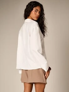 AiiRZ Classic Linen Feel Open Front Blazer With Long Sleeves And Relaxed Fit For Spring Summer Casual Professional Wear - White - View 4