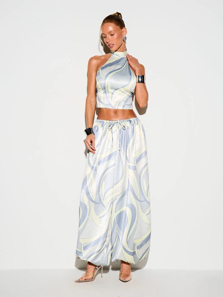 KIZN Swirl Print Wide Leg Balloon Pants