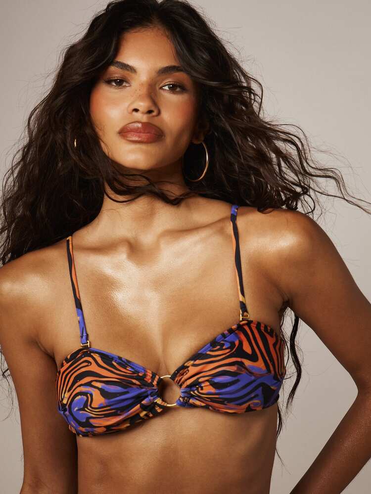 MISSGUIDED Abstract Print Bikini Set With Sarong