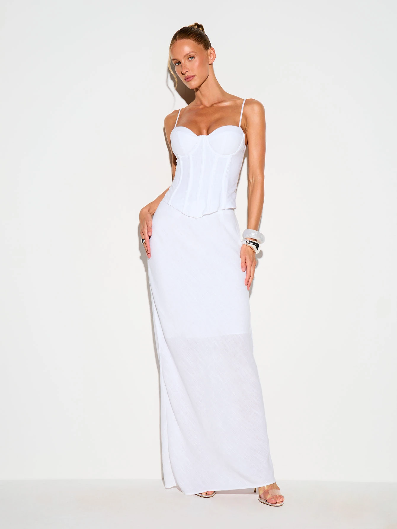 KIZN Linen Maxi Skirt With Lace-Up Back