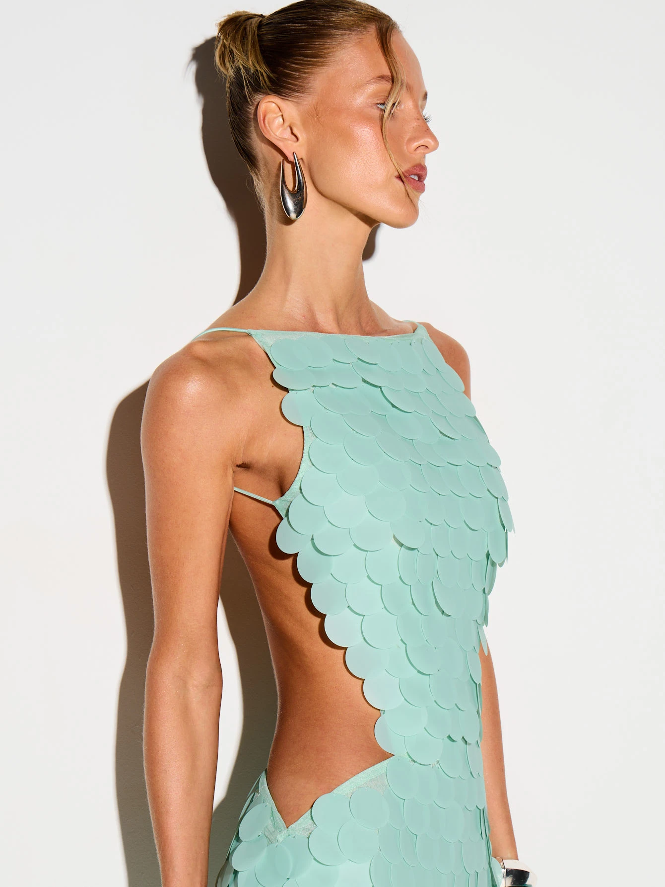 KIZN Sequin Halter Mini Dress With Scalloped Edge