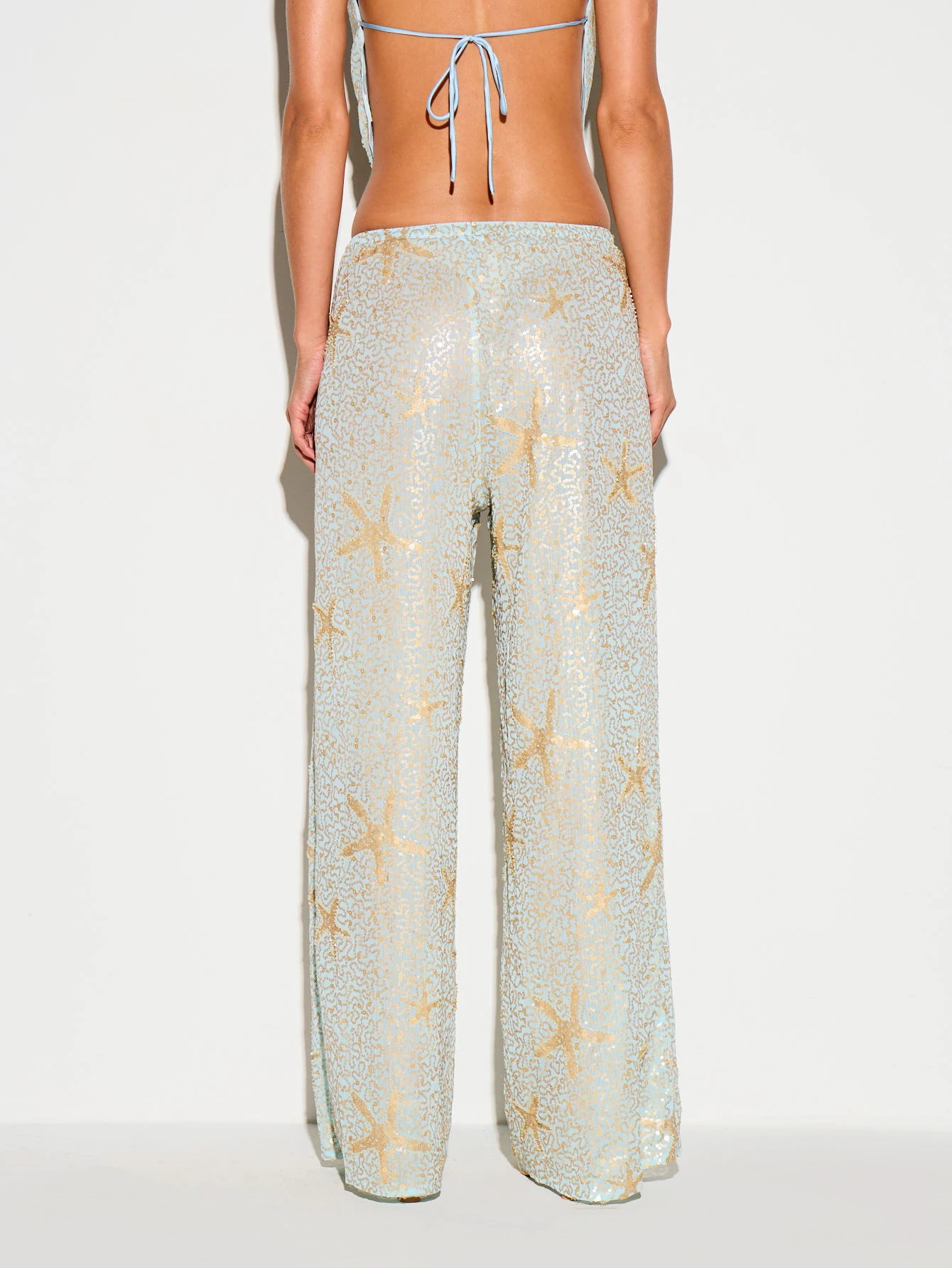 KIZN Sequin Starfish Wide Leg Palazzo Trousers
