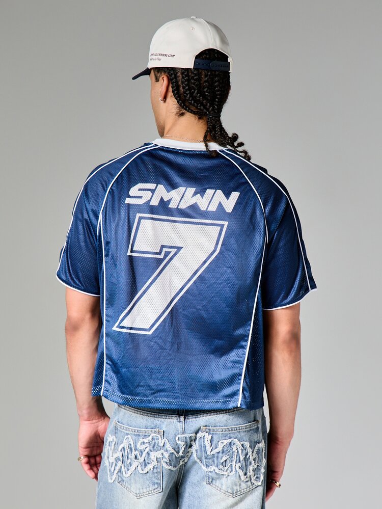 Casual Crop Fit Mesh Athletic Jersey Tee With Piping Details Italia Number 7 Print Short Sleeve Crew Neck Summer Top, World Cup 2026 Sporty Chic Game Day Football Blokecore Streetwear Jersey Kit
