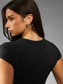 MISSGUIDED Camiseta corta con estampado gráfico de Matcha y Yap, manga corta, top casual para verano y primavera - Negro - Ver 5